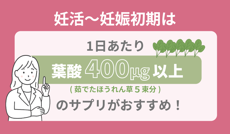 葉酸サプリは1日400μg以上がおすすめ