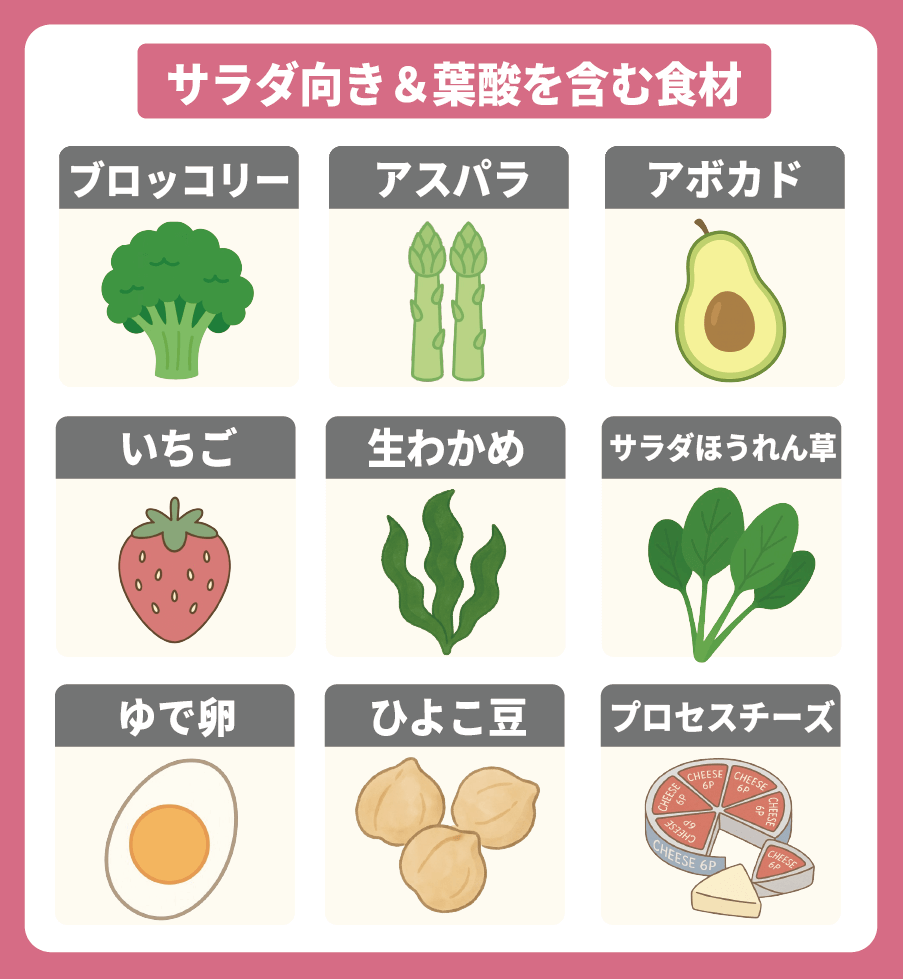 サラダ向きの葉酸の含む食材