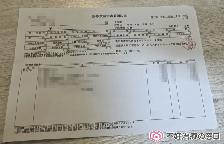 にしたんARTクリニック新宿院で3日目にかかった費用