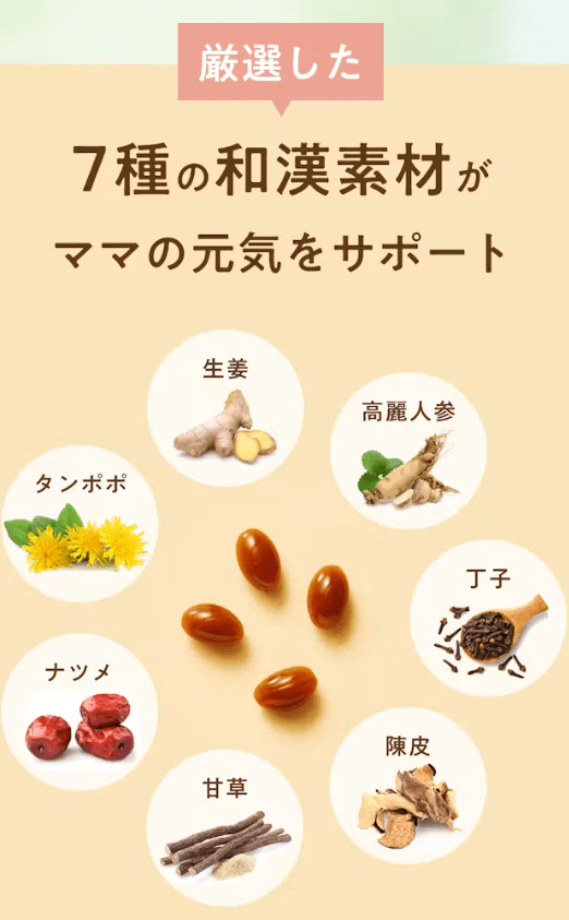 ママコは和漢素材を7種類配合